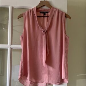 White House Black Market Pink Sleeveless Tie Blouse